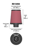 K&N Engineering RU-3250 Universal Tapered Air Filter with 3.125-inch Flange ID and 6-inch Height
