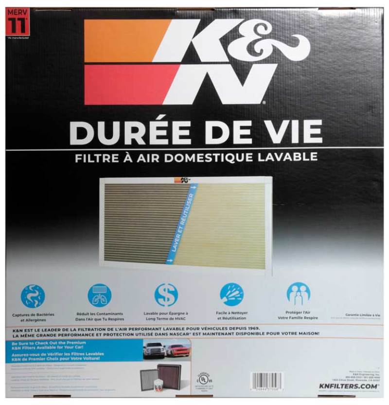 K&N HVAC Filter 24 x 24 x 1 - Reusable Washable Pleated Synthetic Filter for Improved Indoor Air Quality