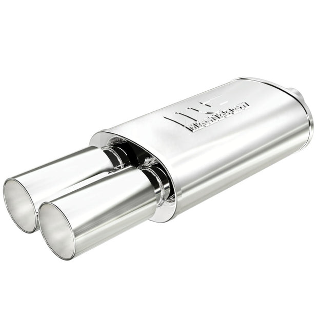 MagnaFlow Performance Exhaust Muffler 14816 with Integrated Welded Tip – Stainless Steel, 2.25/3.5 inch Inlet/Outlet