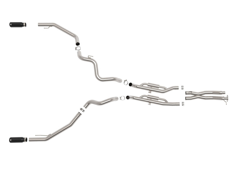 aFe Vulcan Series 3-Inch Stainless Steel Cat-Back Exhaust System with Black Tips for Ford Ranger Raptor 24-26 V6-3.0L