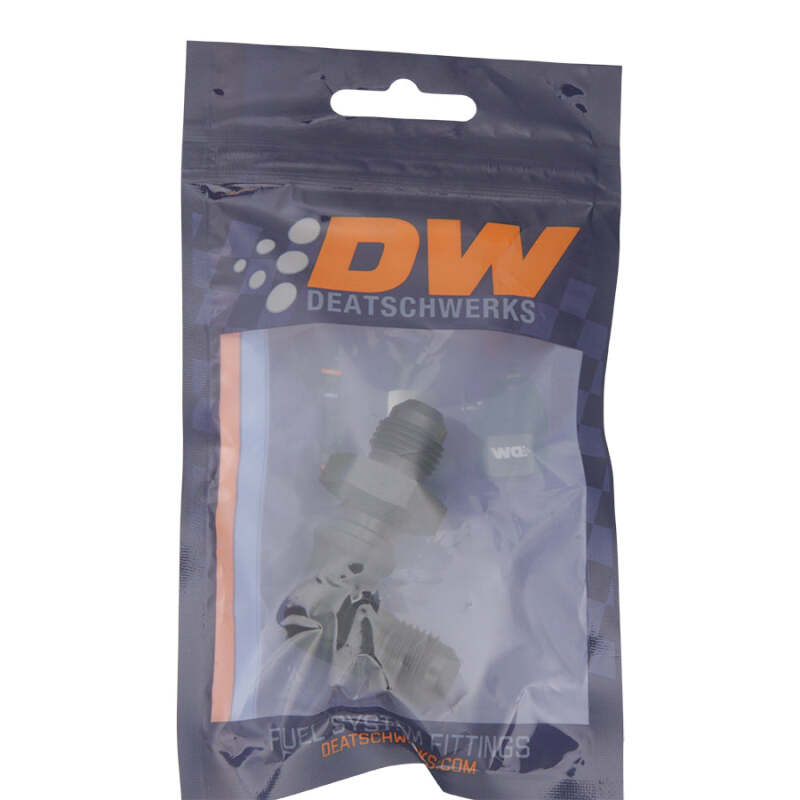 DeatschWerks 6AN Male Flare to 6AN Male Flare Bulkhead Adapter 90-Degree Anodized Matte Black