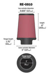 K&N Engineering Universal Rubber Air Filter 3 inch Flanged for Automotive and Equipment Applications