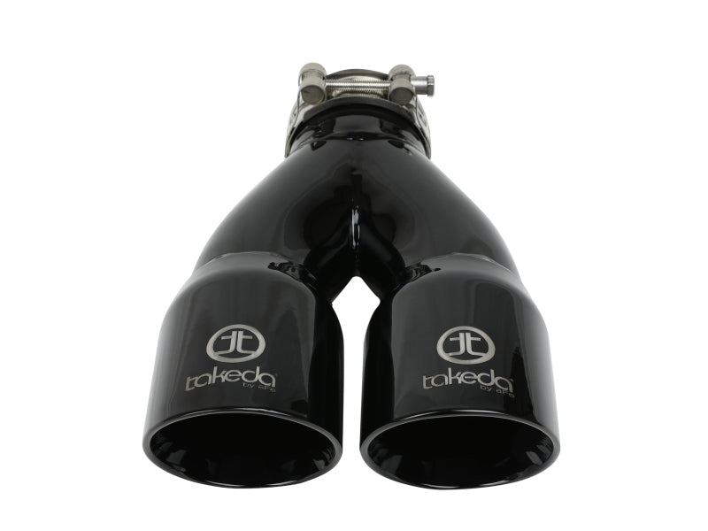 aFe Takeda 2.5-inch 304 Stainless Steel Clamp-On Exhaust Tip with Dual 3-inch Outlets - Black Finish