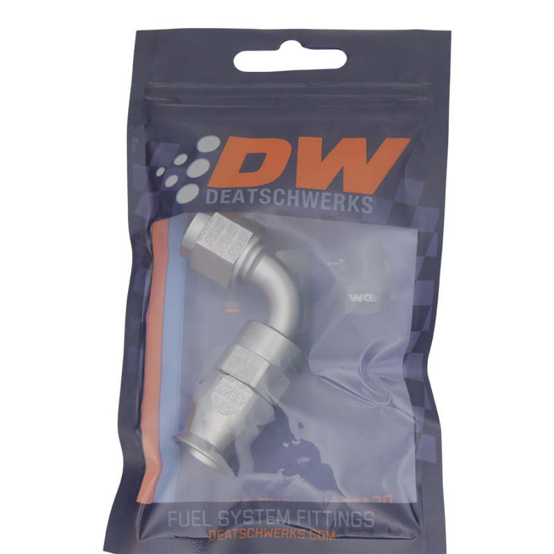 DeatschWerks 6AN Female Swivel 90-Degree Hose End PTFE with Olive Insert – Anodized Titanium for Automotive Fuel Systems