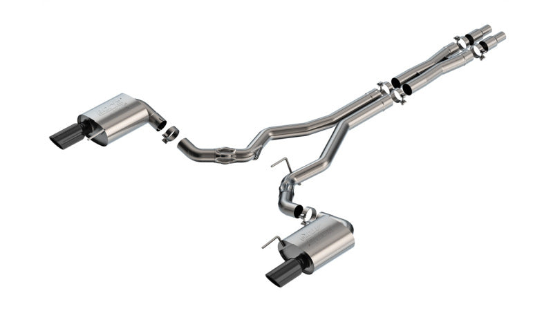 Borla ATAK Cat-Back Exhaust System for 2024-2025 Ford Mustang GT 5.0L V8 with Black Chrome Tips - Part Number 140961BC