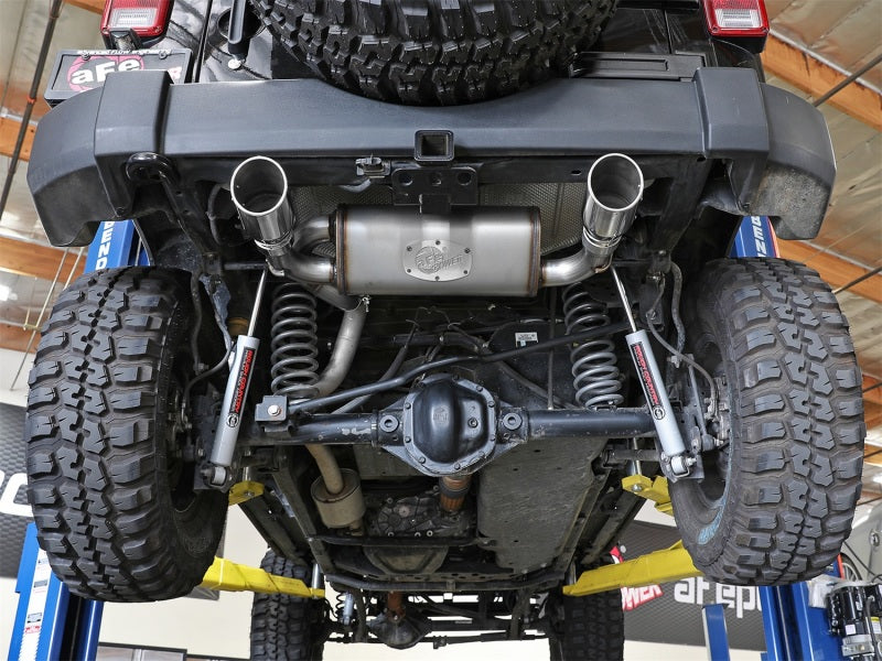 aFe Rebel Series 2.5-inch Stainless Steel Axle-Back Exhaust with Polished Tips for Jeep Wrangler (2007-2018) - V6 3.6L/3.8L
