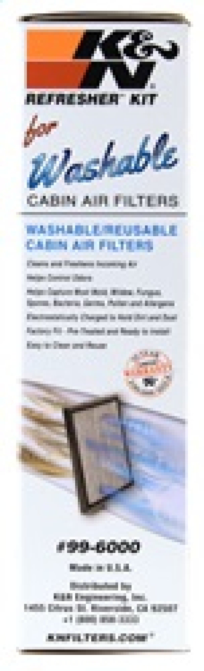 K&N Engineering Cabin Filter Cleaning Kit Part 99-6000 for Washable Air Filters