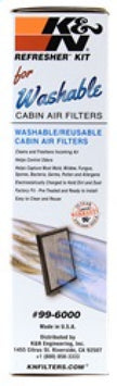 K&N Engineering Cabin Filter Cleaning Kit Part 99-6000 for Washable Air Filters