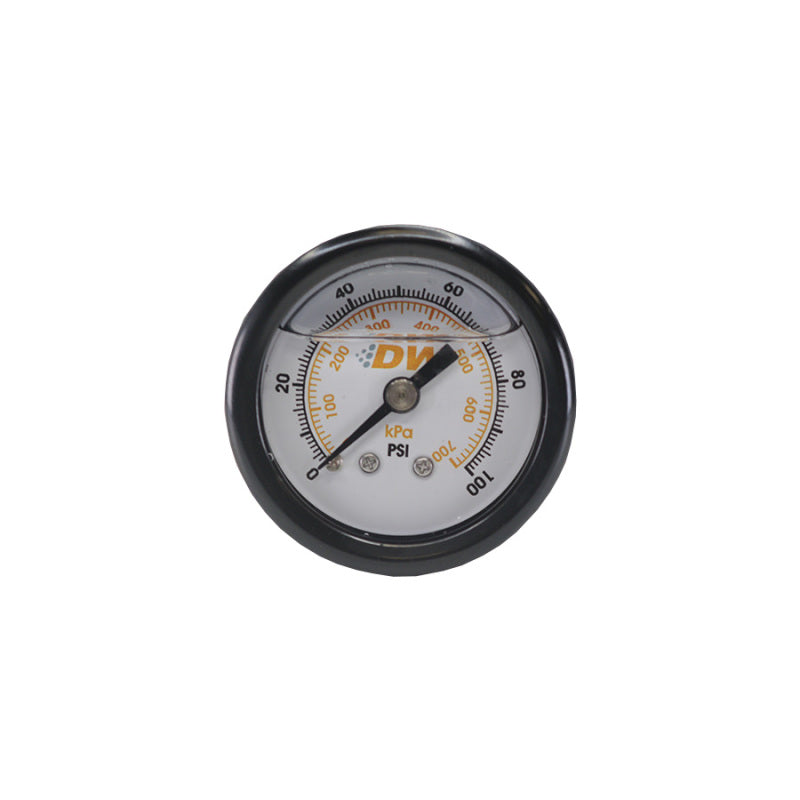 DeatschWerks 6-01-GL Mechanical Fuel Pressure Gauge, 0-100 PSI, 1/8in NPT, 1.5-inch Diameter, Brushed Aluminum Housing