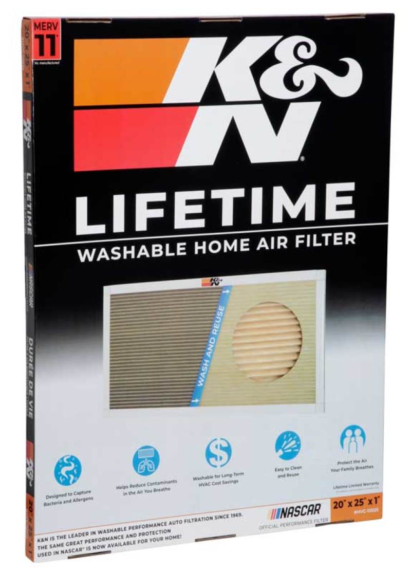 K&N HVAC Filter - 20 x 25 x 1, Reusable Washable Synthetic Pleated Filter for Superior Air Quality