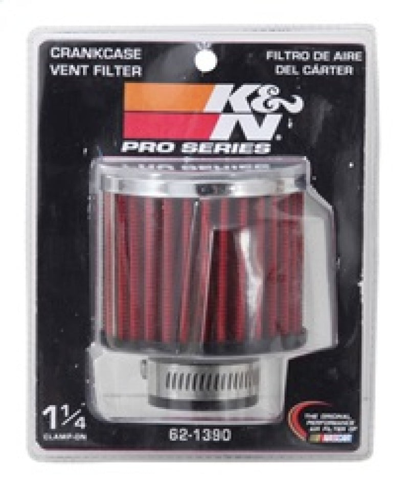 K&N Engineering 62-1390 Crankcase Vent Filter with Chrome Top and Reusable Synthetic Media