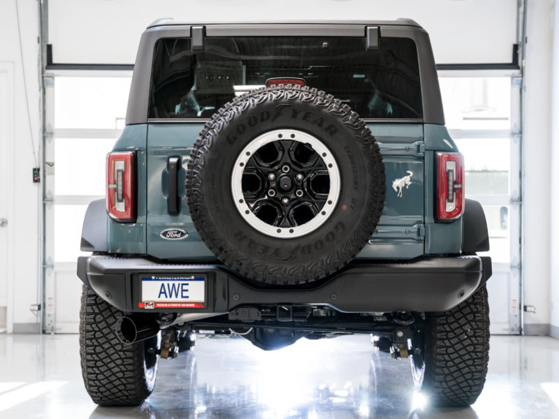 AWE Tuning 2021+ Ford Bronco 0FG Single Rear Exit Exhaust with Diamond Black Tip and BashGuard™
