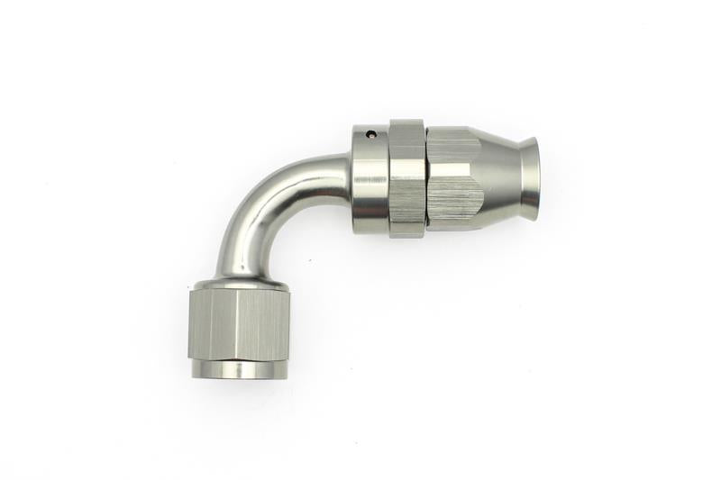 DeatschWerks 8AN Female Swivel 90-Degree Hose End PTFE with Olive Insert, Titanium Anodized - Part #6-02-0856
