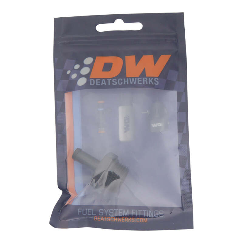 DeatschWerks 8AN ORB Male to 5/16 Inch Male Barb Fitting with O-Ring - Anodized Matte Black