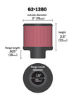 K&N Engineering 62-1380 1.25-inch Flange ID x 3-inch OD x 2.5-inch Height Rubber Base Crankcase Vent Filter