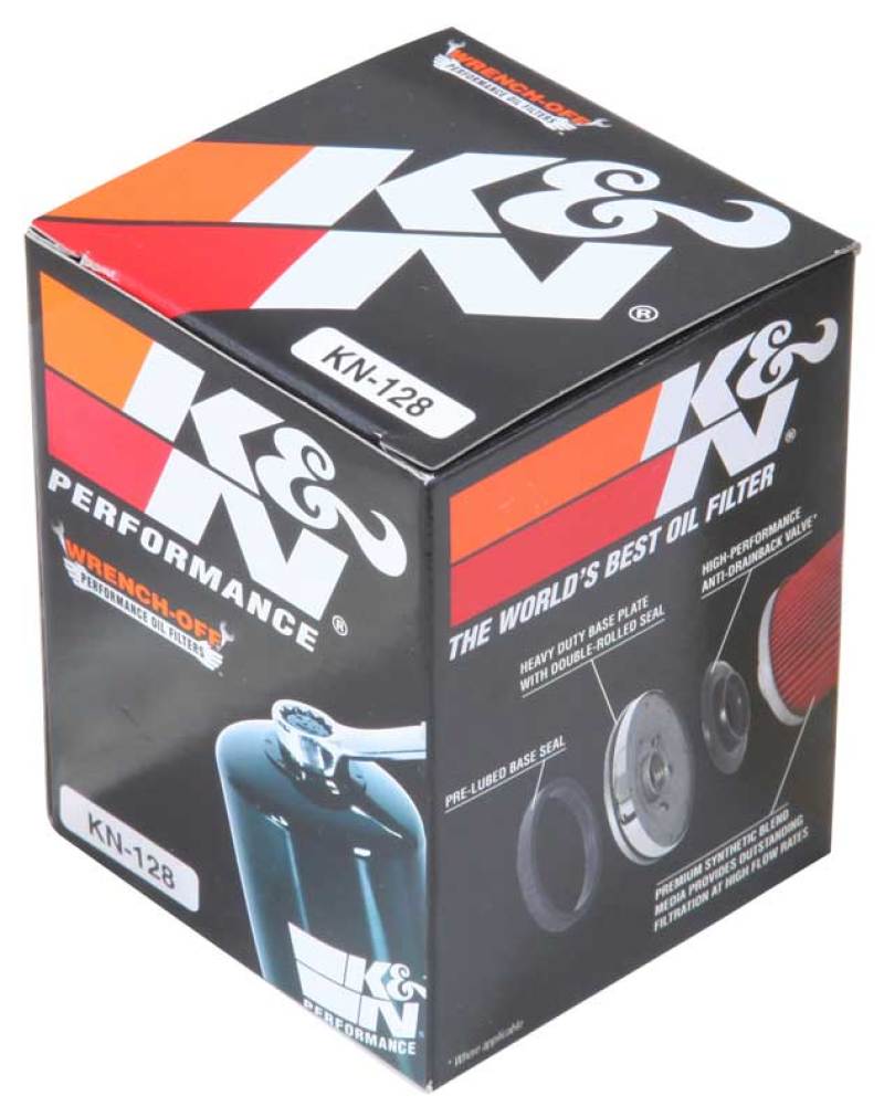 K&N Engineering Kawasaki Oil Filter KN-128 – High-Flow Synthetic-Blend Cartridge for Powersports Vehicles