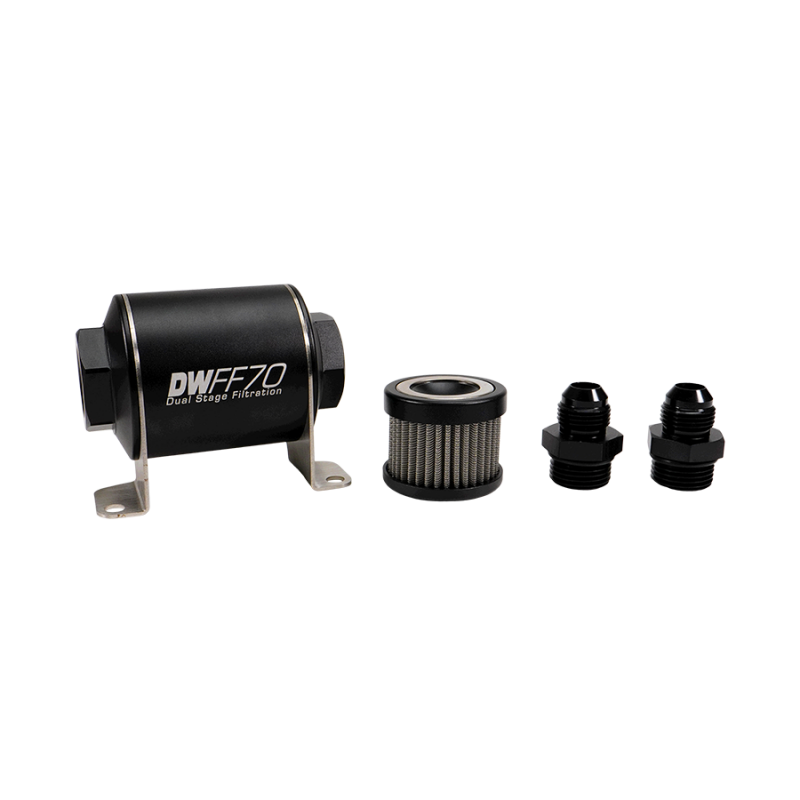 DeatschWerks Stainless Steel 8AN 10 Micron Inline Fuel Filter Housing Kit