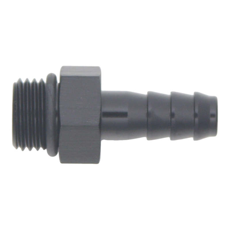 DeatschWerks 6AN ORB Male to 5/16 inch Male Triple Barb Fitting with O-Ring - Anodized Matte Black
