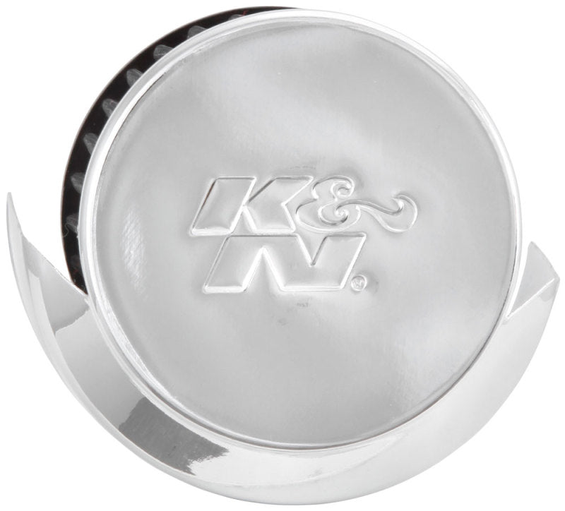 K&N Engineering 62-1514 1.5 inch Flange Crankcase Vent Filter with Chrome Top and Heat Shield