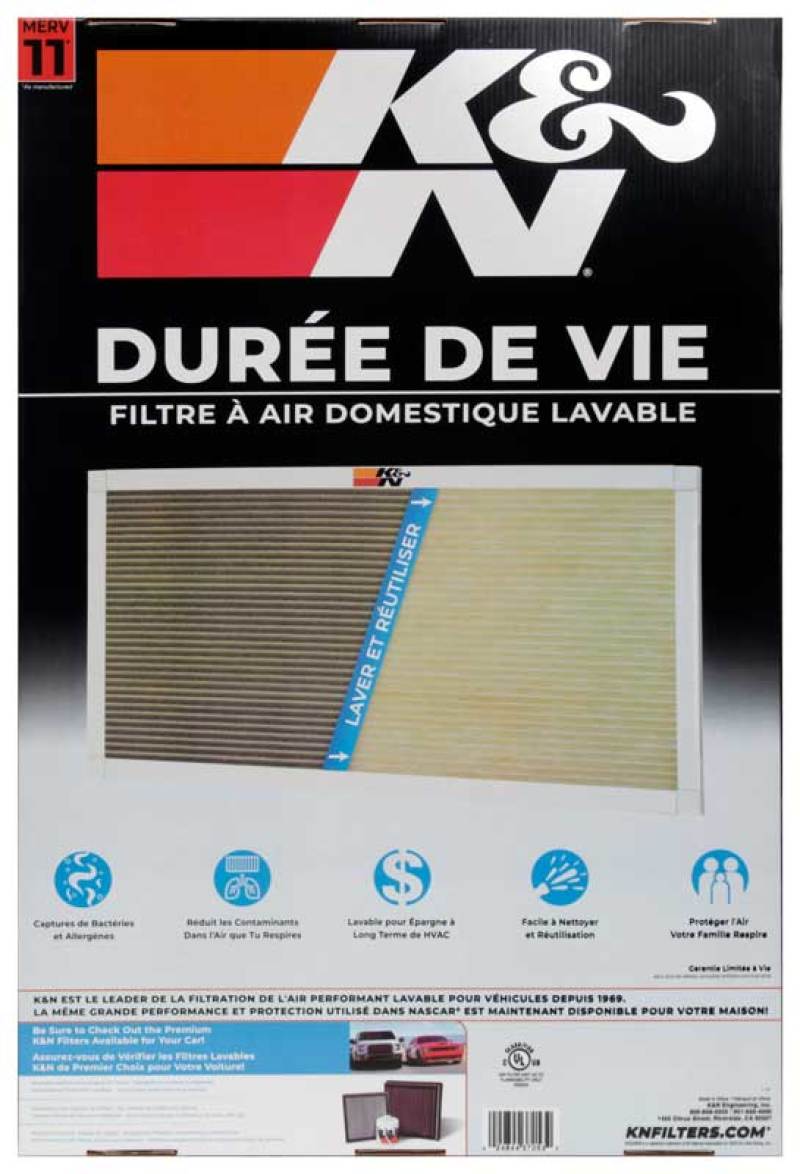 K&N HVAC Filter 20 x 30 x 1 – Washable and Reusable High-MERV 11 Pleated Synthetic Air Filter