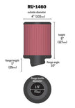 K&N Engineering Universal Rubber Air Filter – 2 3/4 Inch Flange, 4 Inch Outer Diameter, 5 Inch Height