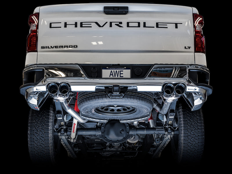 AWE Tuning 4th Gen GM Silverado/Sierra 1500 5.3L Cat-Back Exhaust with Quad Chrome Silver Tips (Part #3015-42201)