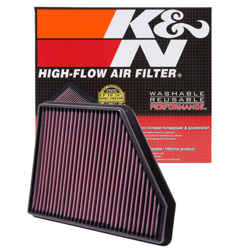 K&N Engineering 33-2434 High-Flow Reusable Air Filter for Chevrolet Camaro 3.6L/6.2L