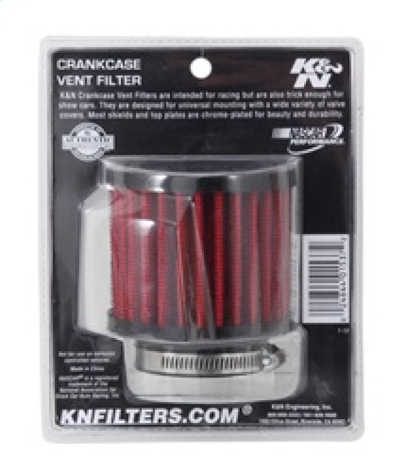 K&N Engineering 62-1470 1.75 Inch Crankcase Vent Filter with Rubber Top and Clamp-On Flange