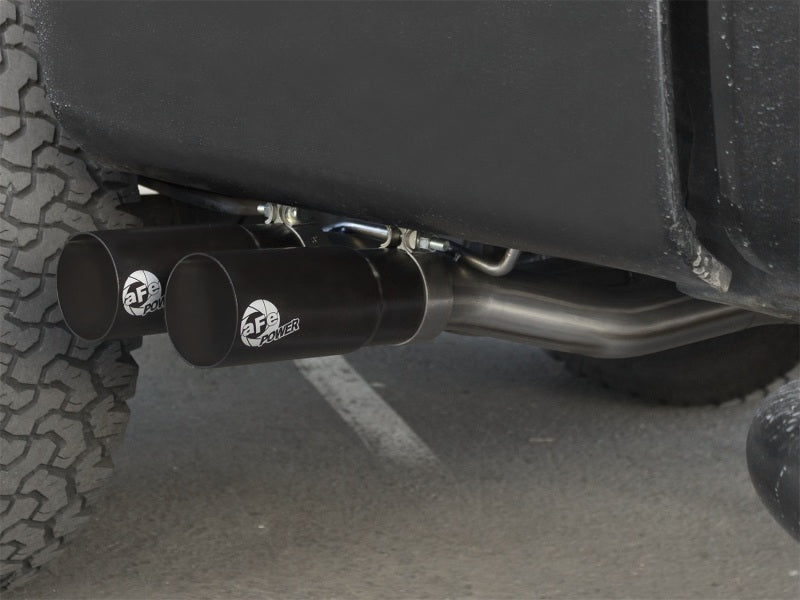 aFe Rebel Series Dual Center Exit Cat-Back Exhaust System for Jeep Wrangler (JK) 3.6L/3.8L - Stainless Steel with Black Tips