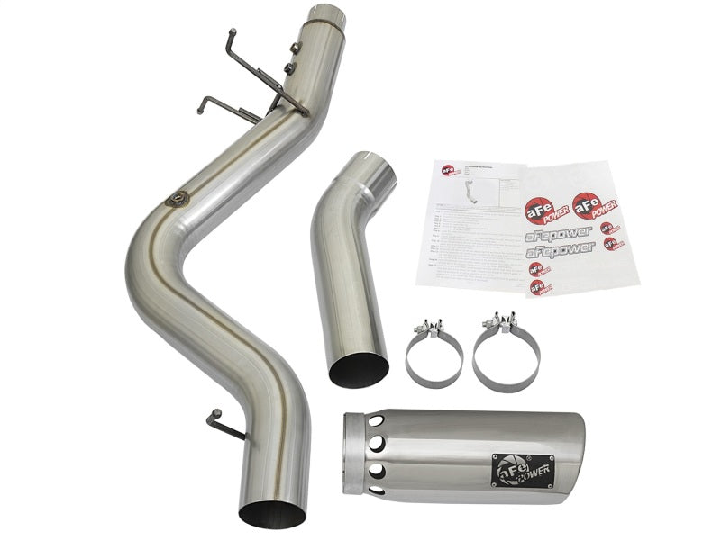 aFe Large Bore HD 5-inch 409 Stainless Steel DPF-Back Exhaust System with Polished Tip for 2017 GM Duramax V8-6.6L (L5P)