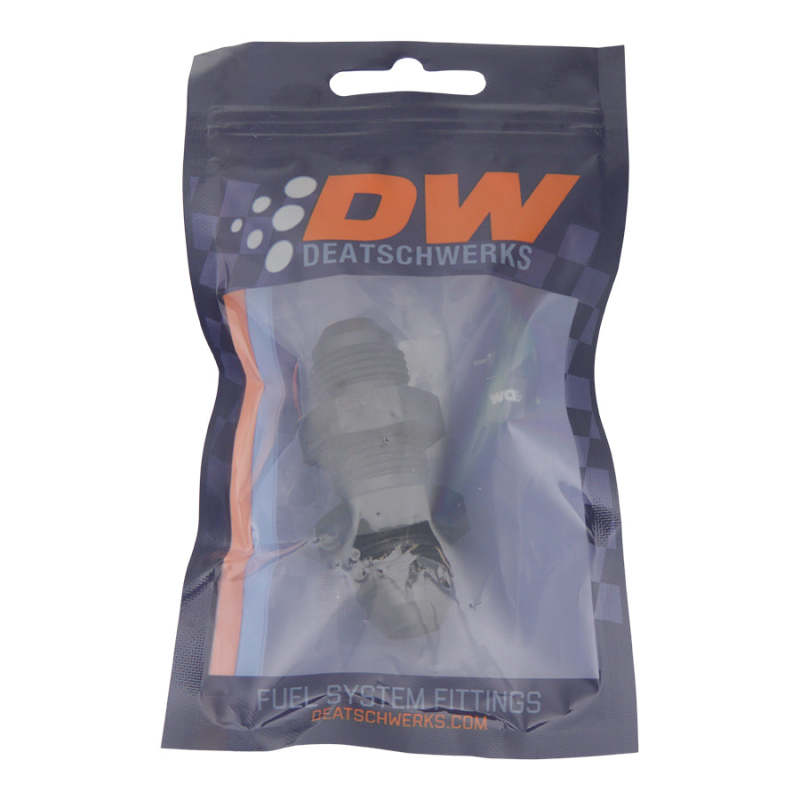 DeatschWerks 8AN Male Flare to 8AN Flare Bulkhead Adapter with Nut - Anodized Matte Black