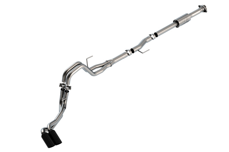 Borla F-150 2021-2022 3-Inch into Dual 2.25-Inch ATAK Cat-Back Exhaust System with Black Chrome Tips - Part #140872BC
