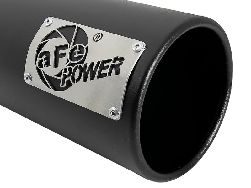 aFe Power SATURN 4S 4-inch Black Intercooled Exhaust Tip with Laser-Cut Logo