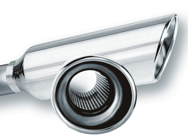 Borla 2.25-inch Inlet 4-inch Round Rolled Angle-Cut Resonated Exhaust Tip - Part #20248