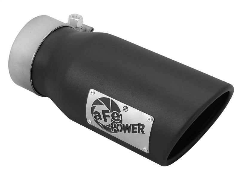 aFe Mach Force-Xp 3-inch Inlet x 4-inch Outlet Stainless Steel Clamp-On Exhaust Tip with Black Finish