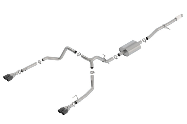 Borla S-Type Cat-Back Exhaust System for 2019-2025 Chevy Silverado 1500 & GMC Sierra 1500 with 5.3L V8 – Dual 2.75" Tips with Black Chrome Finish