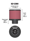 K&N Engineering 62-1380 1.25-inch Flange ID x 3-inch OD x 2.5-inch Height Rubber Base Crankcase Vent Filter