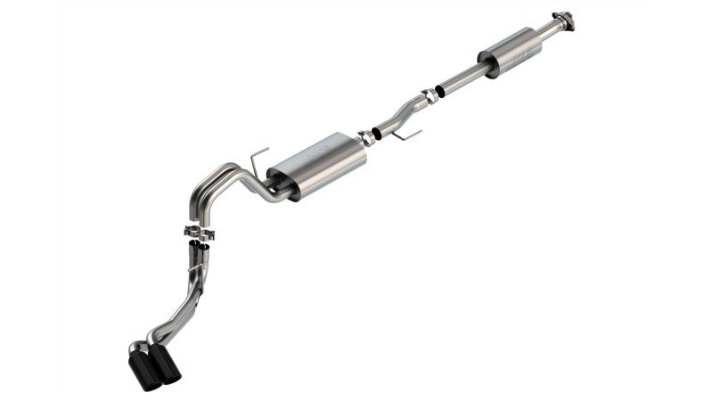 Borla F-150 2021-2025 Touring Cat-Back Exhaust System with Black Chrome Tips - Part #140870BC