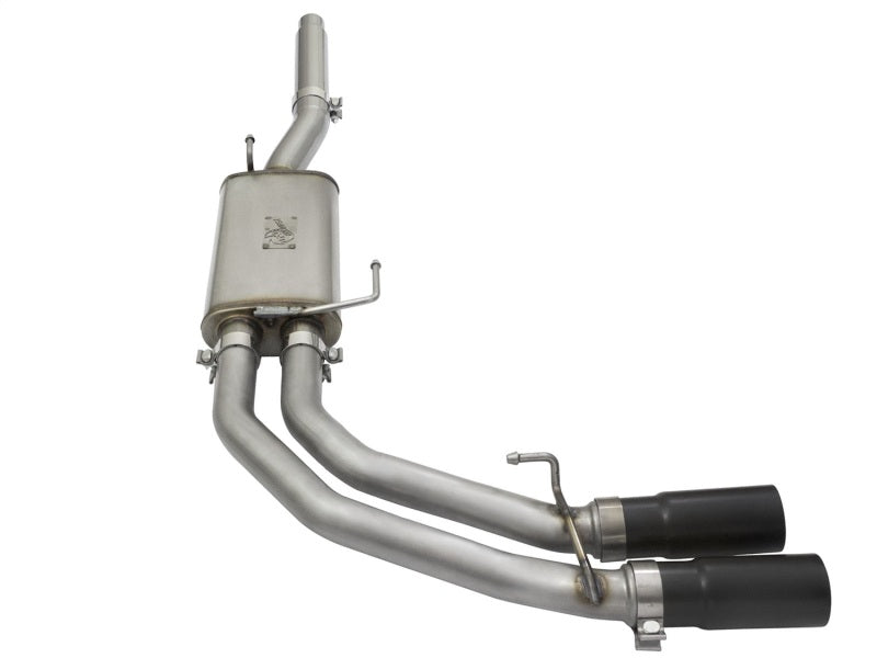 aFe Rebel Series Dual Center Exit Cat-Back Exhaust System for Jeep Wrangler (JK) 3.6L/3.8L - Stainless Steel with Black Tips