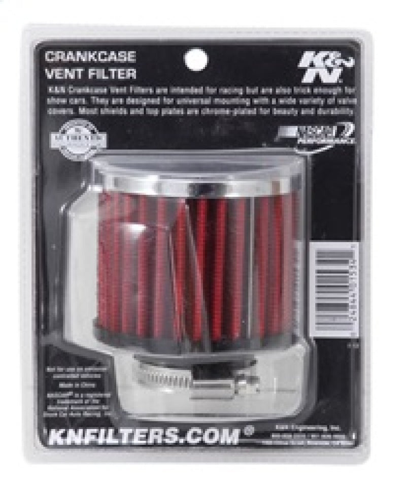 K&N Engineering 62-1440 Crankcase Vent Filter with Chrome Top and Reusable Synthetic Media