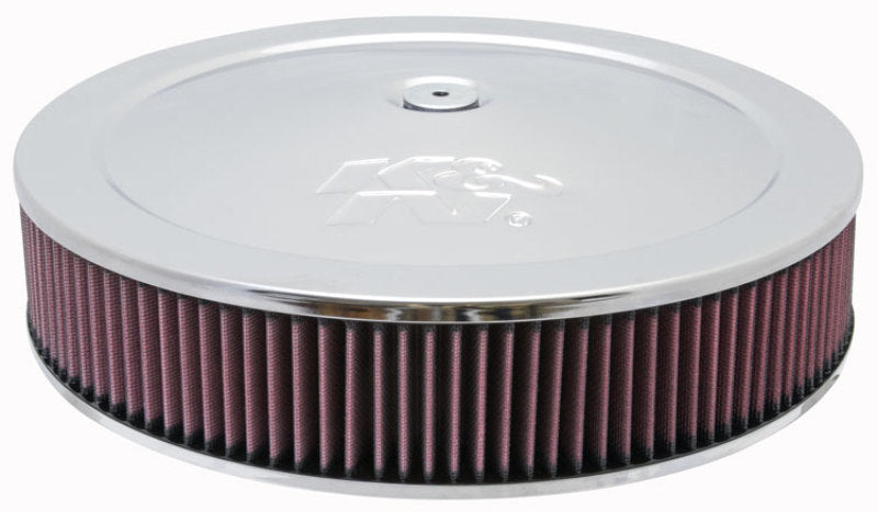 K&N Engineering Round Air Filter Assembly Part 60-1430 – 12 Inch ID, Chrome Stainless Steel