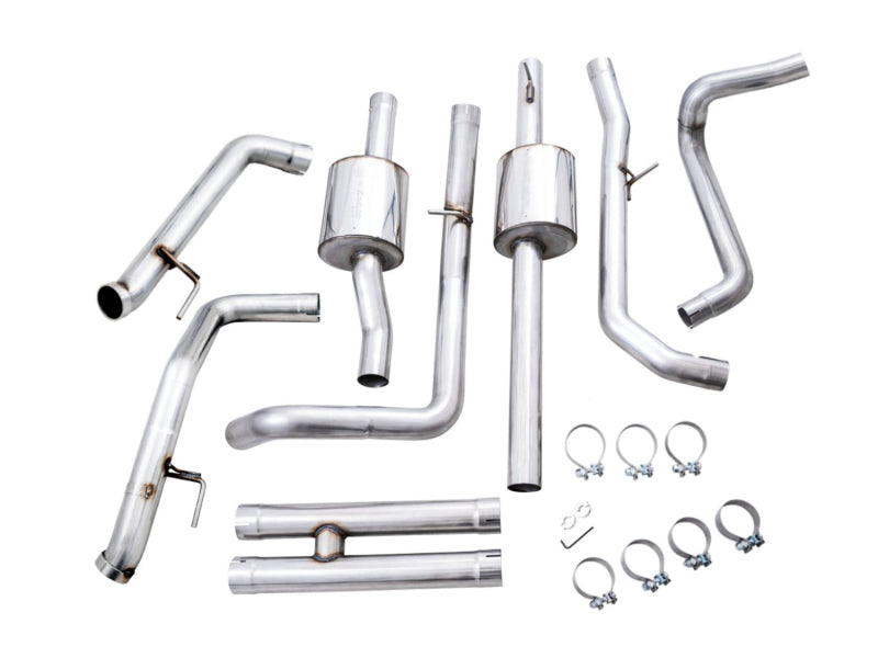 AWE Tuning 22-23 GMC Sierra 1500 AT4X 6.2L Dual Catback Exhaust with BashGuards – No Tips