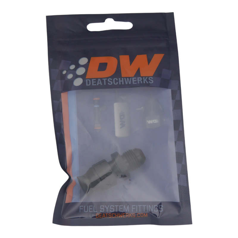 DeatschWerks 6AN Male Flare to 5/16 Inch Hardline Compression Adapter - Anodized Matte Black