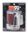 K&N Engineering 62-1513 Crankcase Vent Filter with Chrome Top and Rubber Base for Classic and Racing Engines