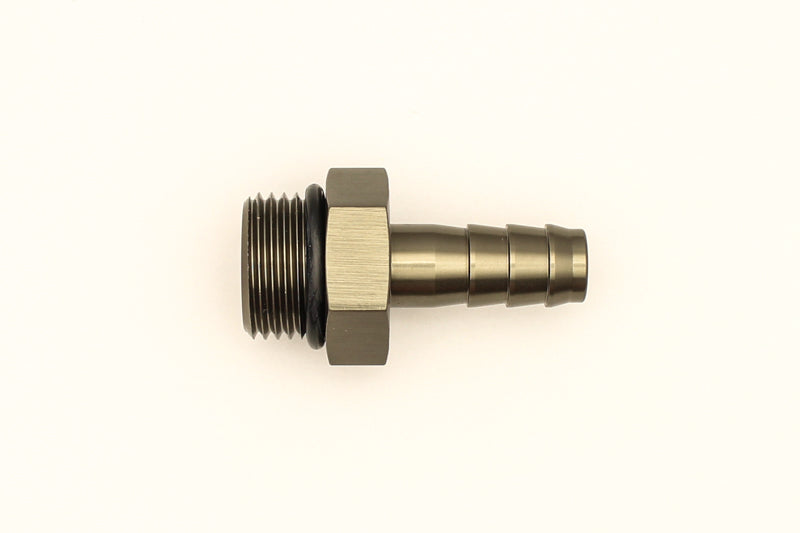 DeatschWerks 8AN ORB Male to 3/8 Inch Male Triple Barb Fitting with O-Ring – Anodized Titanium