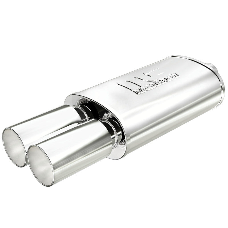 MagnaFlow Performance Exhaust Muffler 14816 with Integrated Welded Tip – Stainless Steel, 2.25/3.5 inch Inlet/Outlet