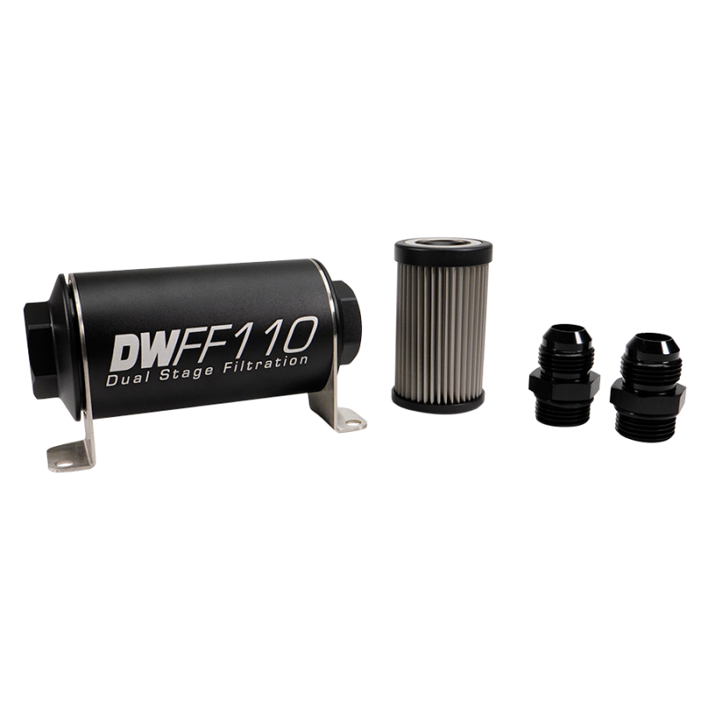 DeatschWerks Stainless Steel 10AN Inline Fuel Filter Housing Kit (110mm) - 10 Micron