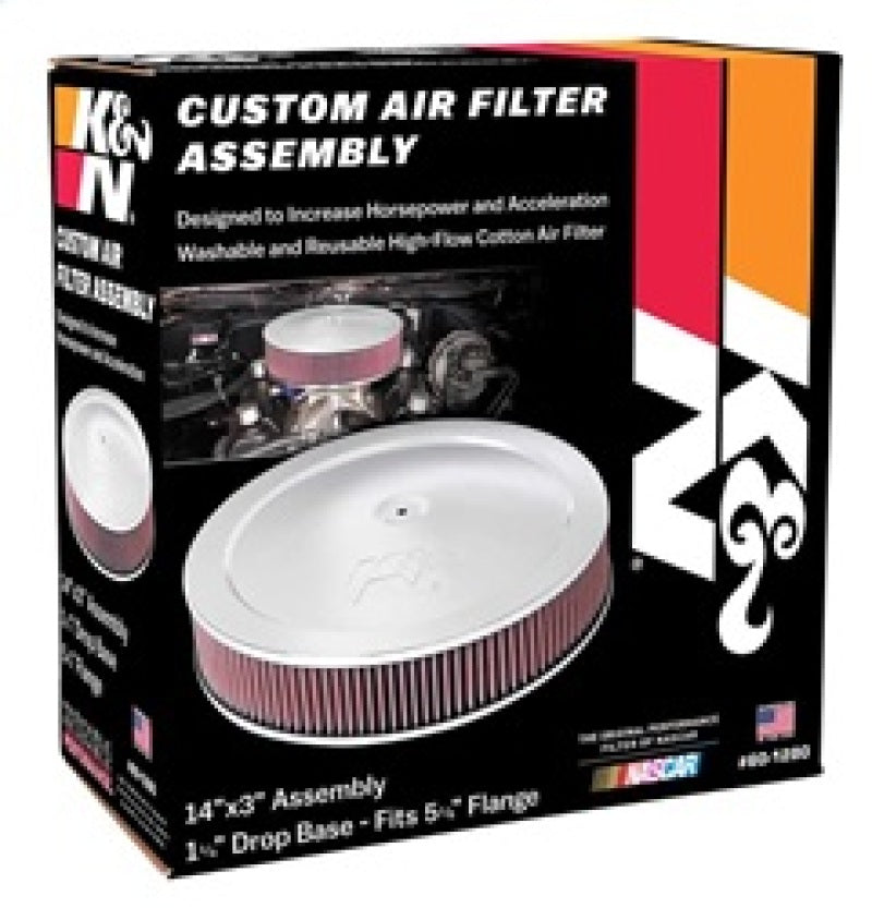 K&N Engineering 14-inch Red Custom Air Cleaner Assembly with 5.125-inch ID and 14-inch OD