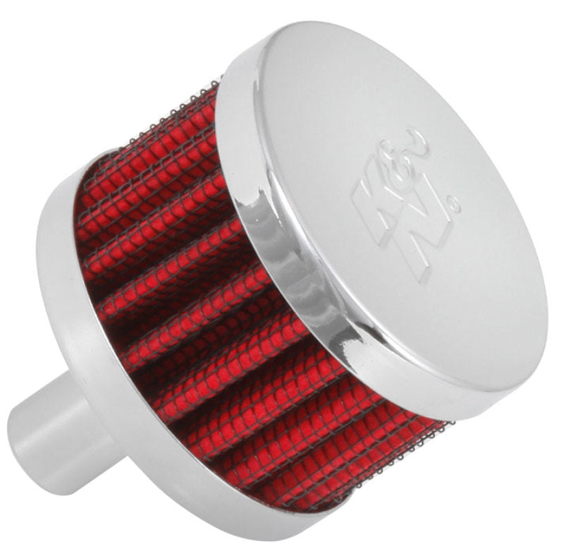 K&N Engineering 62-1015 Chrome Crankcase Vent Filter with Steel Base and Top, 1/2 Inch Diameter Tube