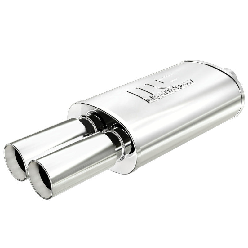 MagnaFlow Performance Exhaust Muffler 14815 with Welded Tip - Stainless Steel, 2.25/3.125 Inch Inlets and Dual Outlets